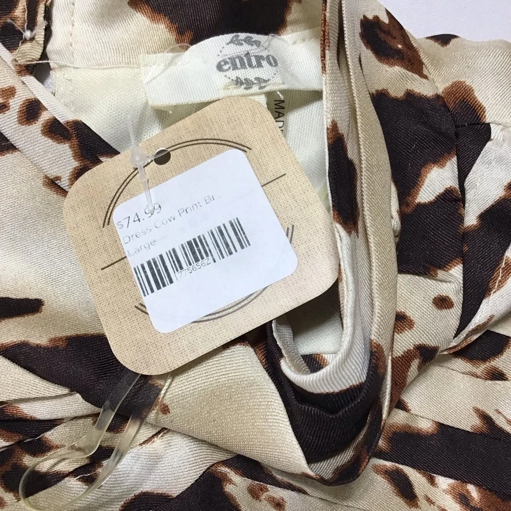 Entro Cow Print Ruffled Long Sleeve Mini Dress - Picture 9 of 16
